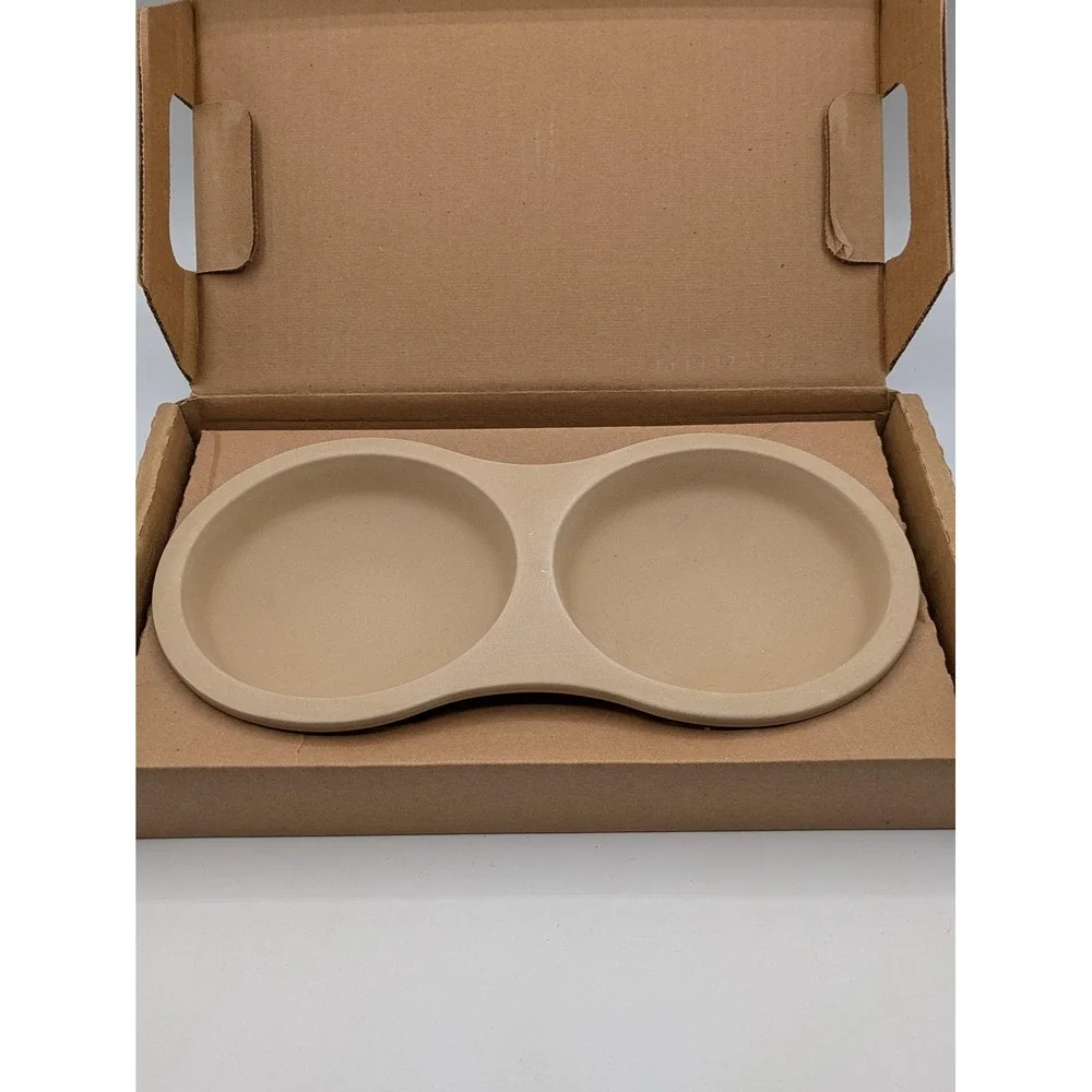 Pampered Chef Microwave Egg Cooker Stoneware 1372 Beige Double Well USA Tray